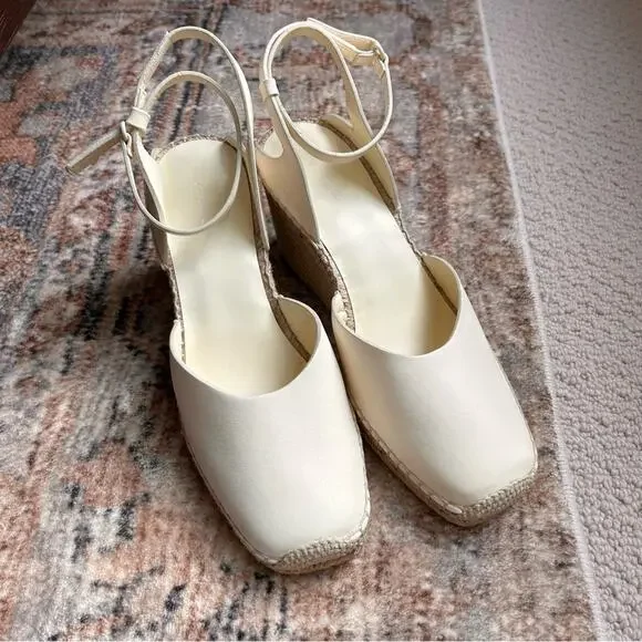 Vince Cecilia Leather Espadrille Wedge in Marble Cream size 9.5 - Picture 12 of 14